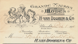 711074 Nota van H. van Dooren & Cie, Grande Maison de Modes, Bontwerken, Oude Gracht [Tz.] 38 te Utrecht, ten name van ...
